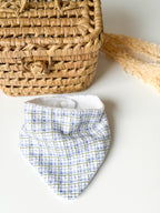 Babete Impermeável Lenço Xadrez Azul e Verde