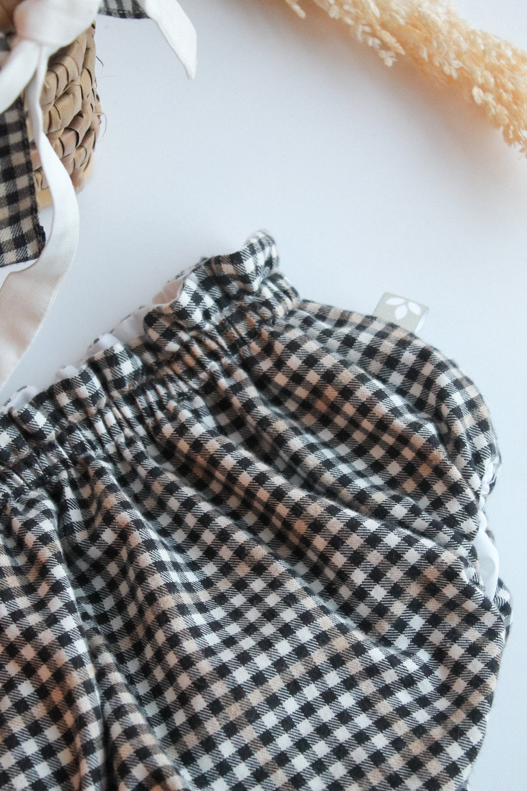 Tapa Fraldas Vichy Preto e Bege