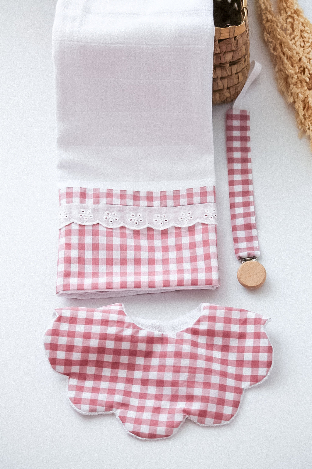 Fralda Algodão Vichy Rosa