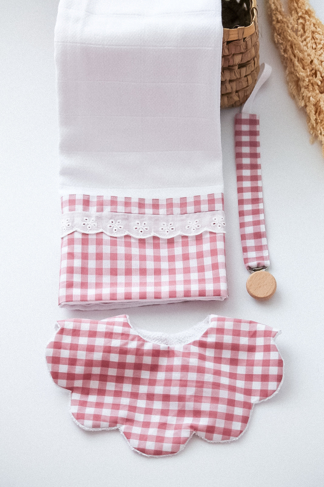 Fralda Algodão Vichy Rosa