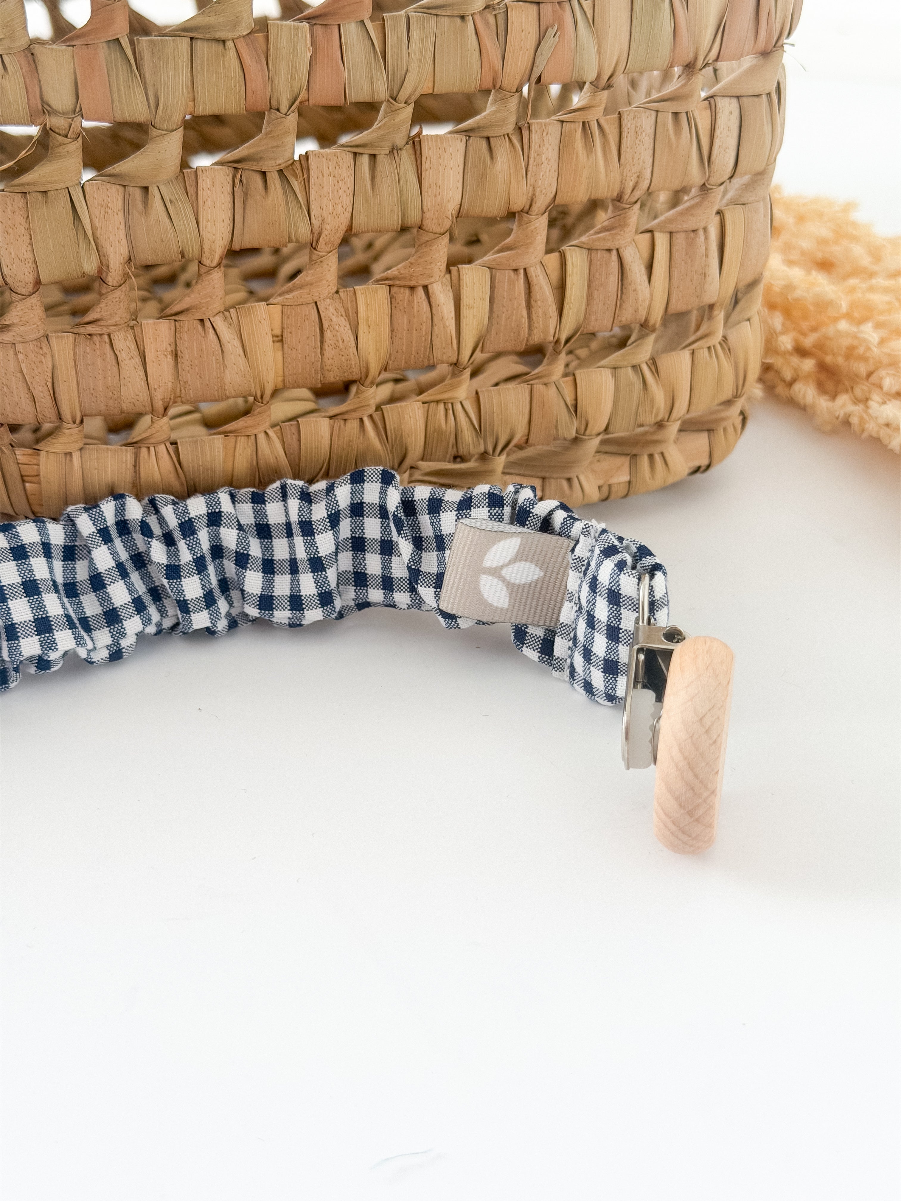 Prendedor Chupeta Franzido Vichy Azul Marinho