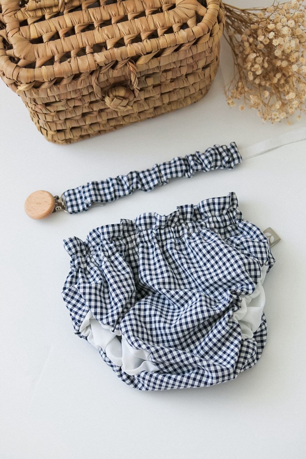 Tapa Fraldas Vichy Azul Marinho